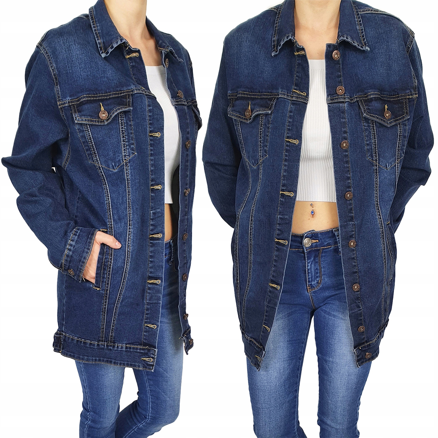 Klasická Katana Jeans Dámská Bunda Plus Size V