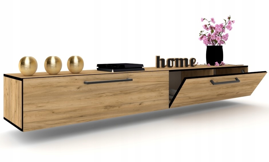 Závěsná Rtv skříňka Komoda Simply Duo Černá 280 Dub Craft Černá Dýha