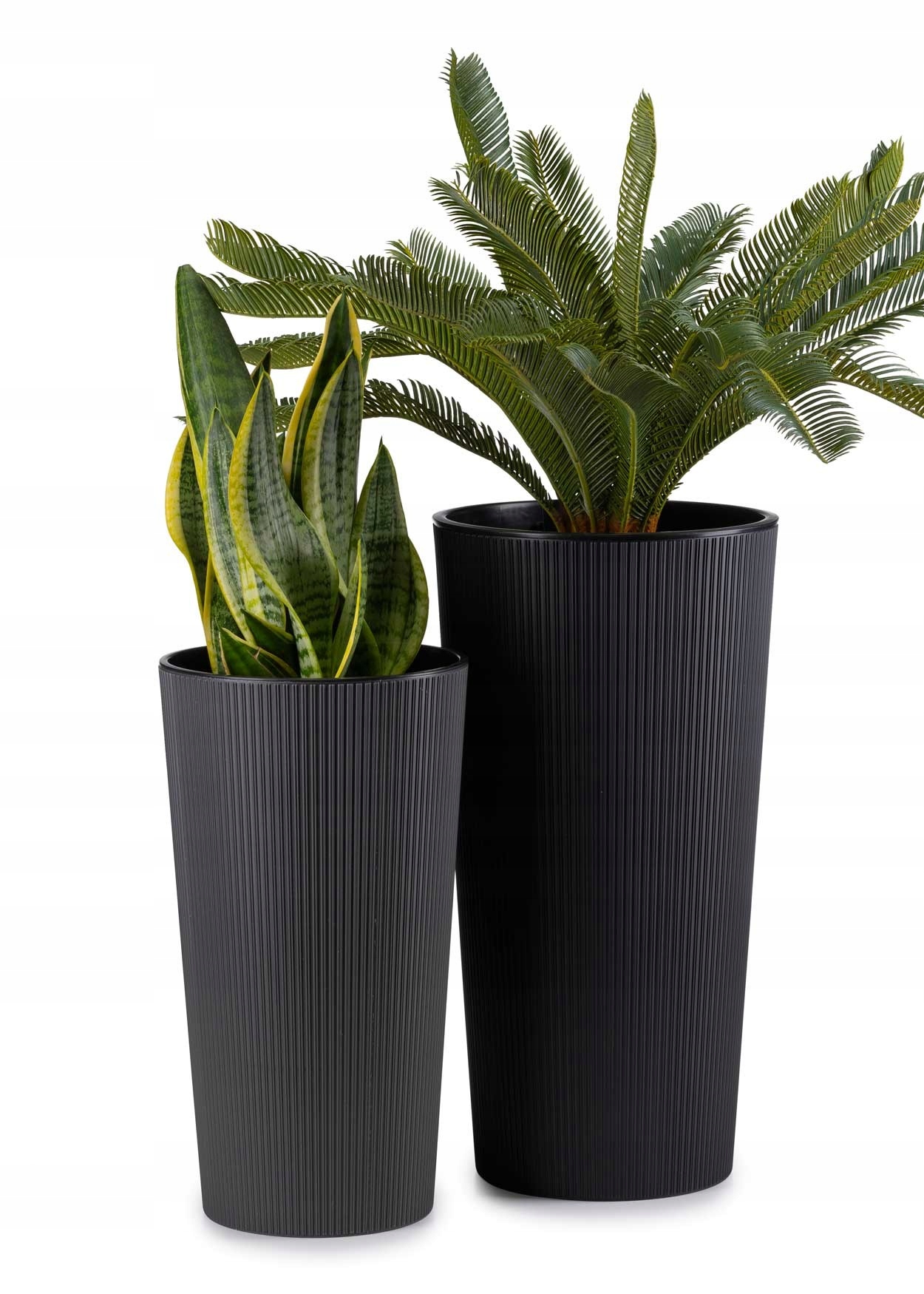 2x Nowoczesna Czarna donica Eco Tarasowa do ogrodu Osłonka Wysoka Komplet