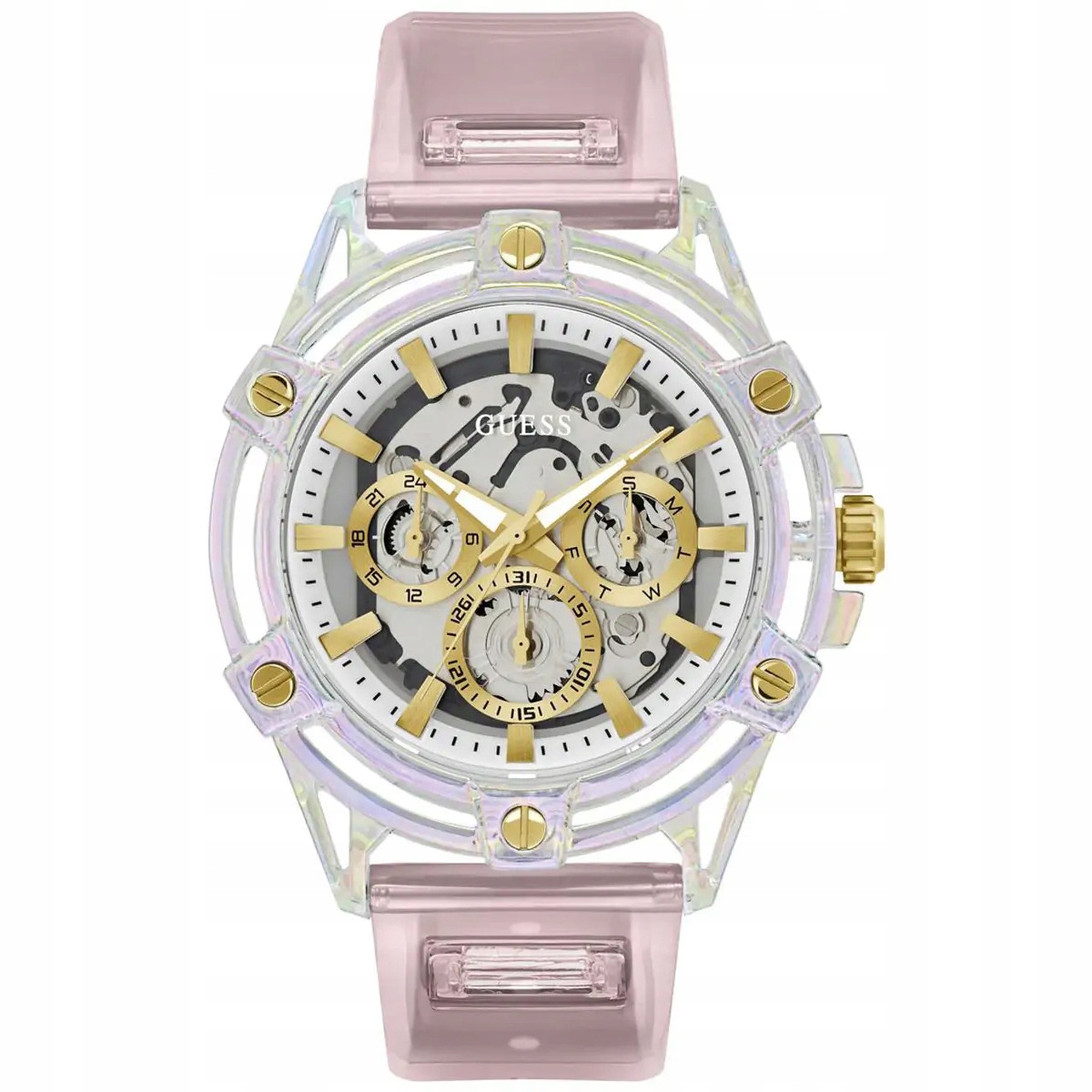 Pánské Hodinky Guess GW0806G4 s růžovým řemínkem