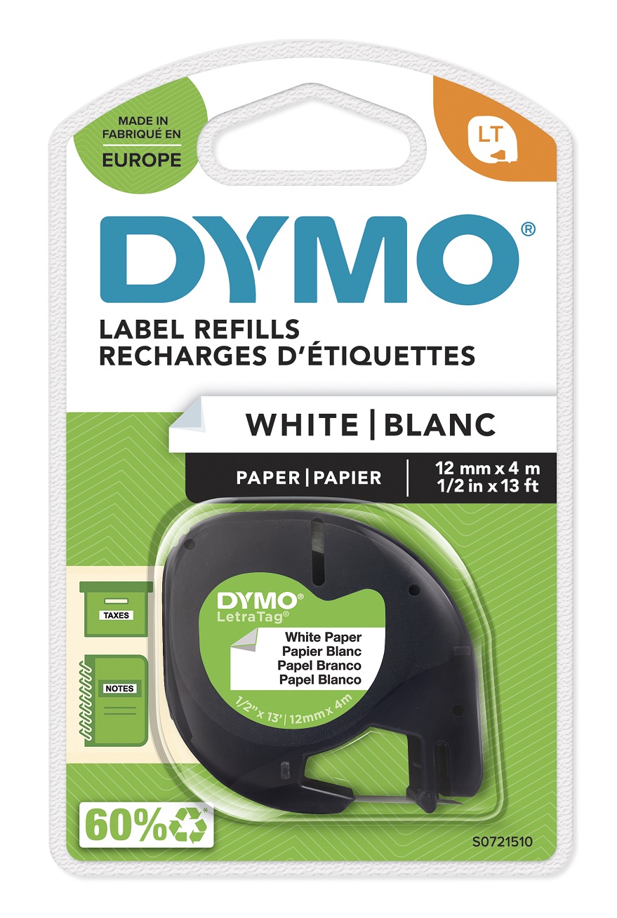 Taśma papierowa Dymo S0721510 4 m x 12 mm biała
