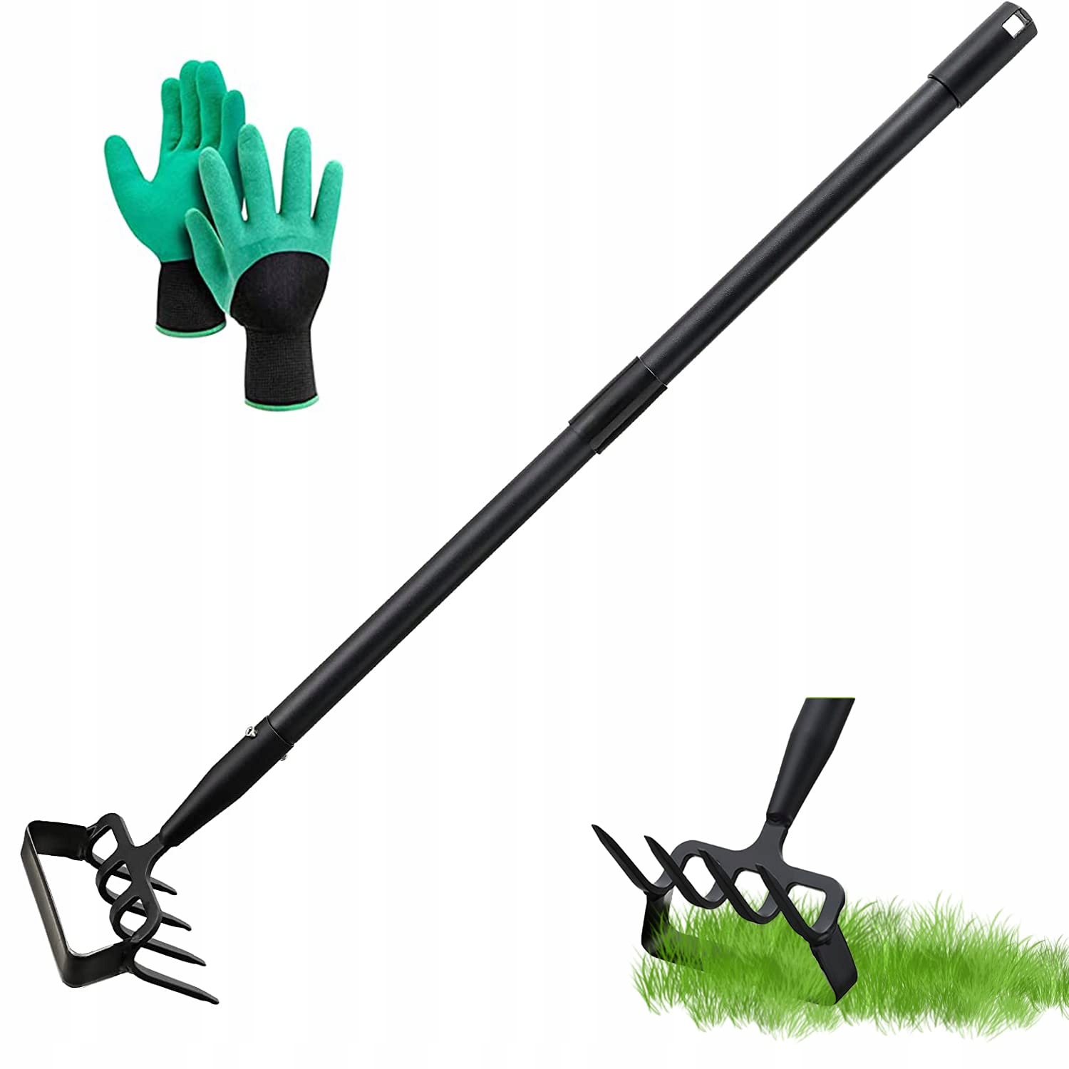 Lejieyin Zahradní motyka 170 cm s hákem a zuby 2v1 Nerezová Ocel