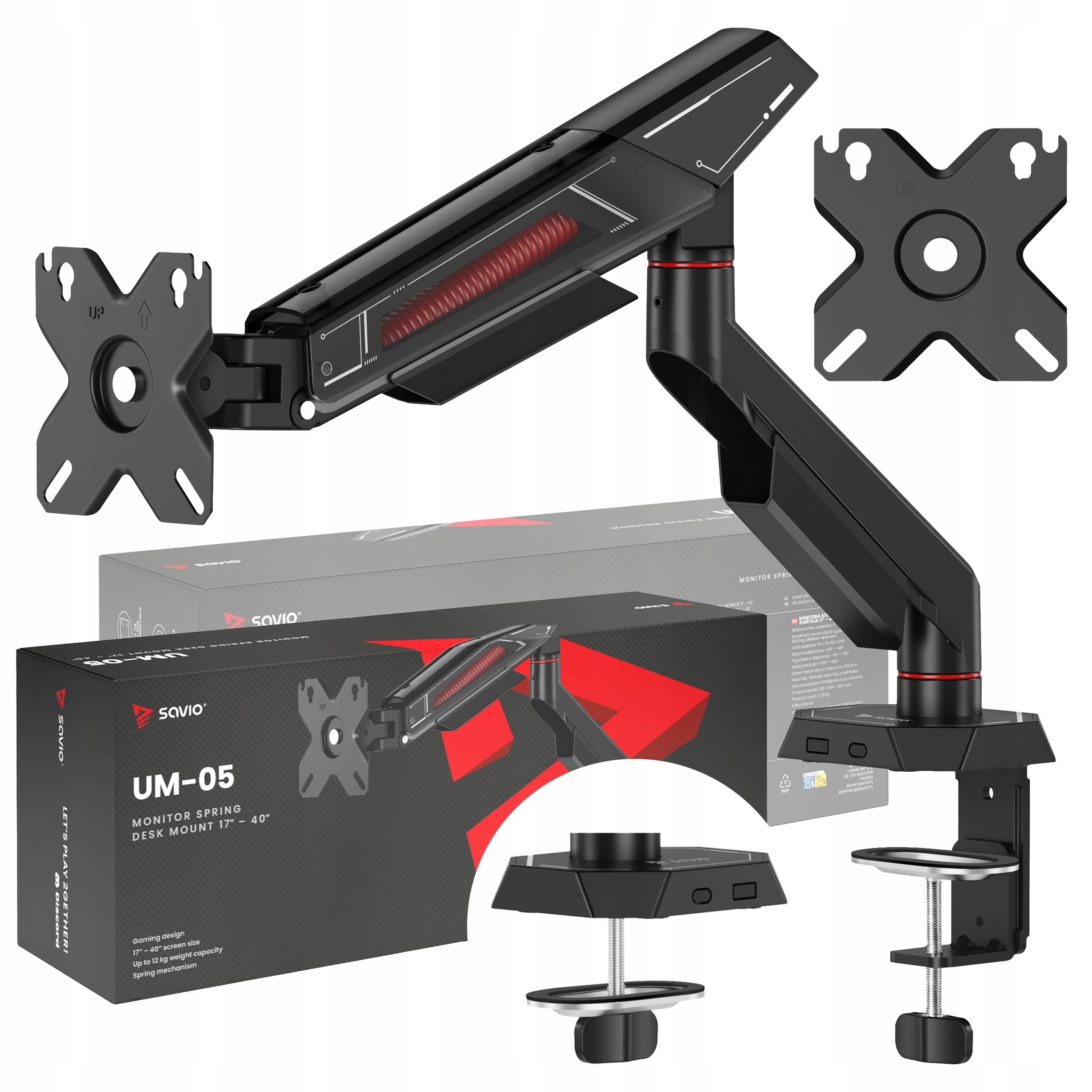 Stolní držák na monitor Savio UM-05 17'' 40'' 2 11 kg na pružině