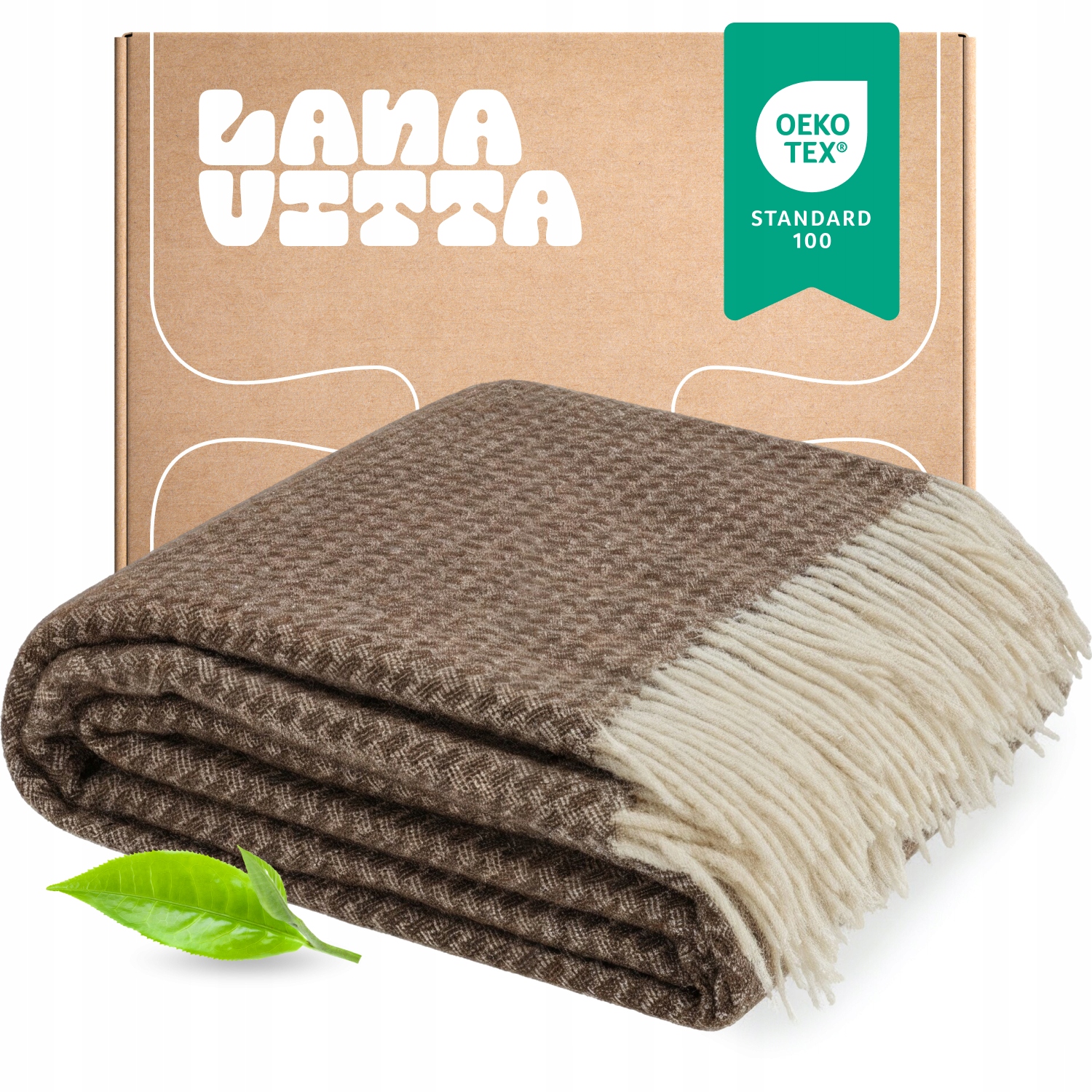 Vlněná deka Komfort 100% vlna Přehoz na postel Pled Hnědá 150х200 cm