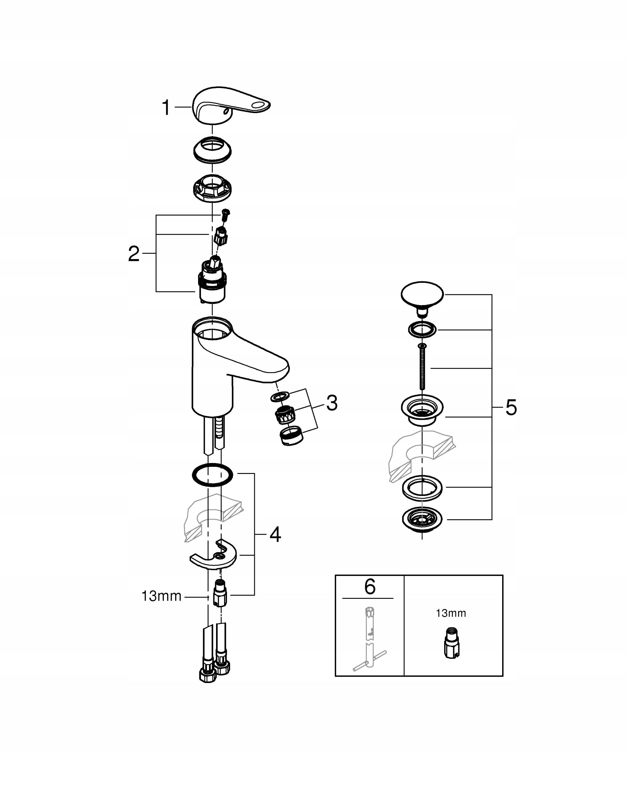 BATERIA UMYWALKOWA STOJĄCA STARLIGHT CHROME GROHE SWIFT 24318001 Kod producenta 24318001