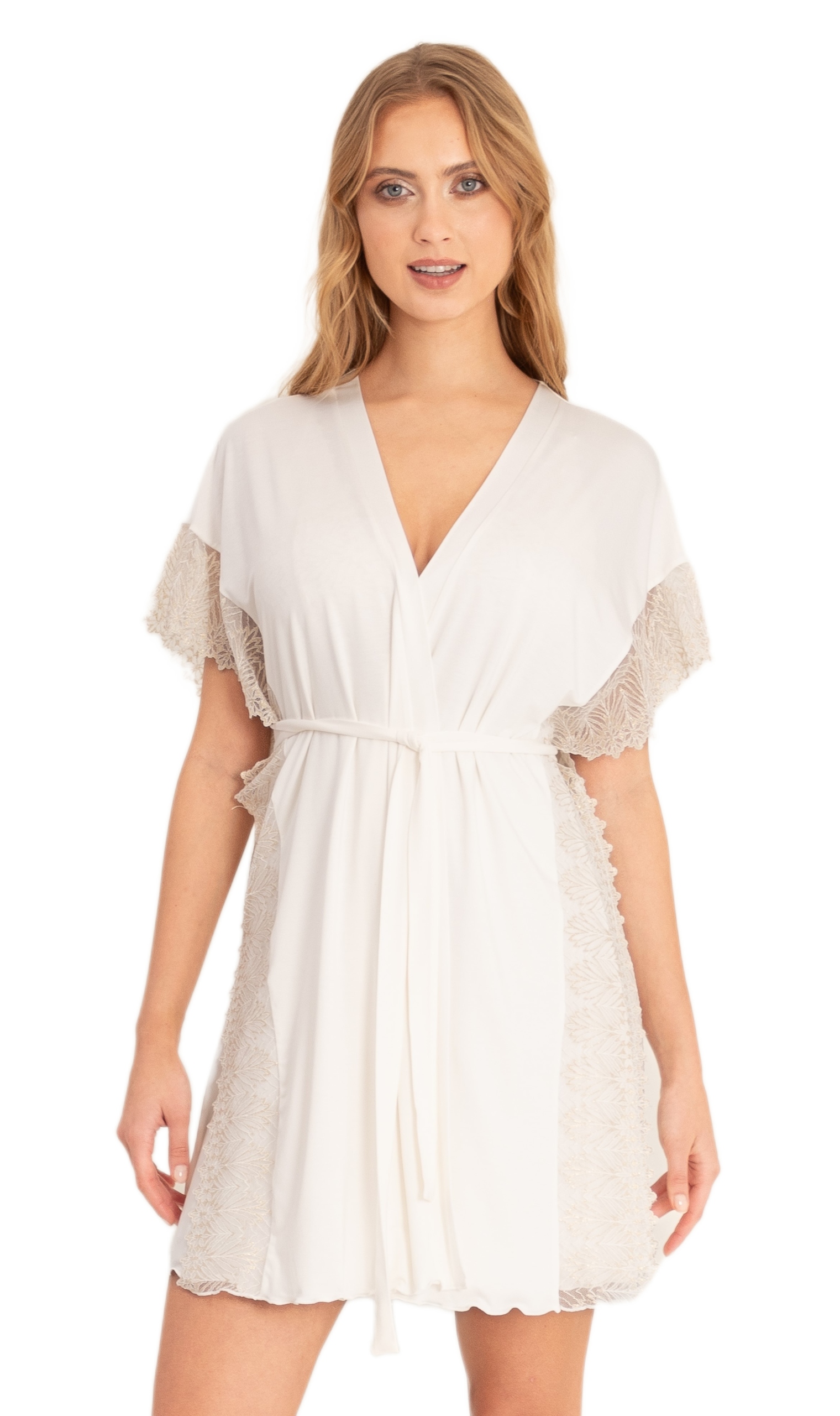 Vanilla&oh!zuza Peniuar Dámský Bílý Župan Na Svatbu 4309 S/m 36/38