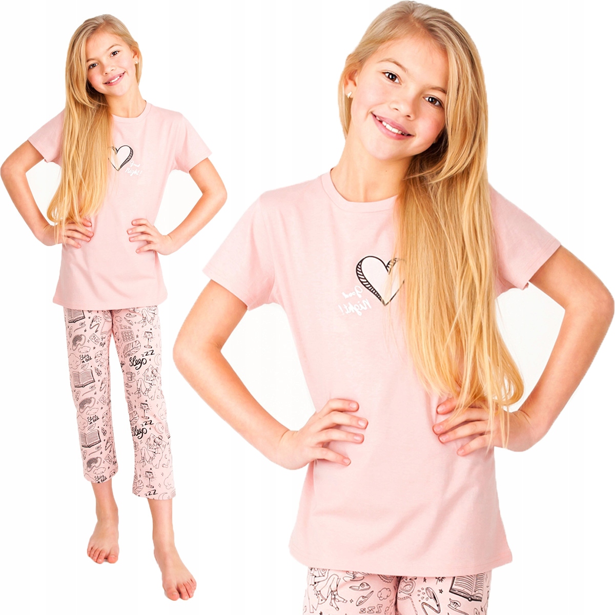 

Letnia Piżama Krótki Rękaw Spodnie 3/4 r. 122/128