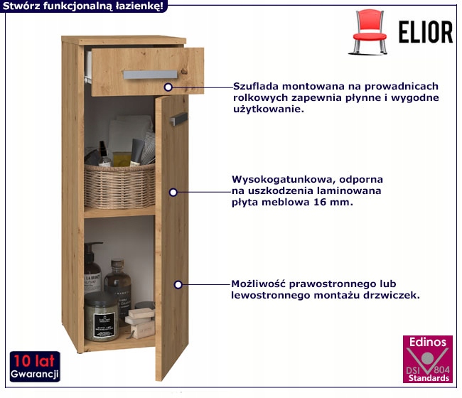 SZAFKA ŁAZIENKOWA STOJĄCA NISKI SŁUPEK ==== KOLORY Kod producenta 909