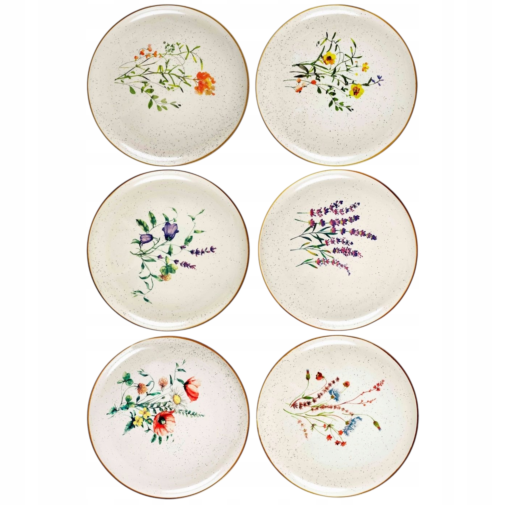 6 X Plochý Keramický Obedový Tanier, Sada 24 CM
