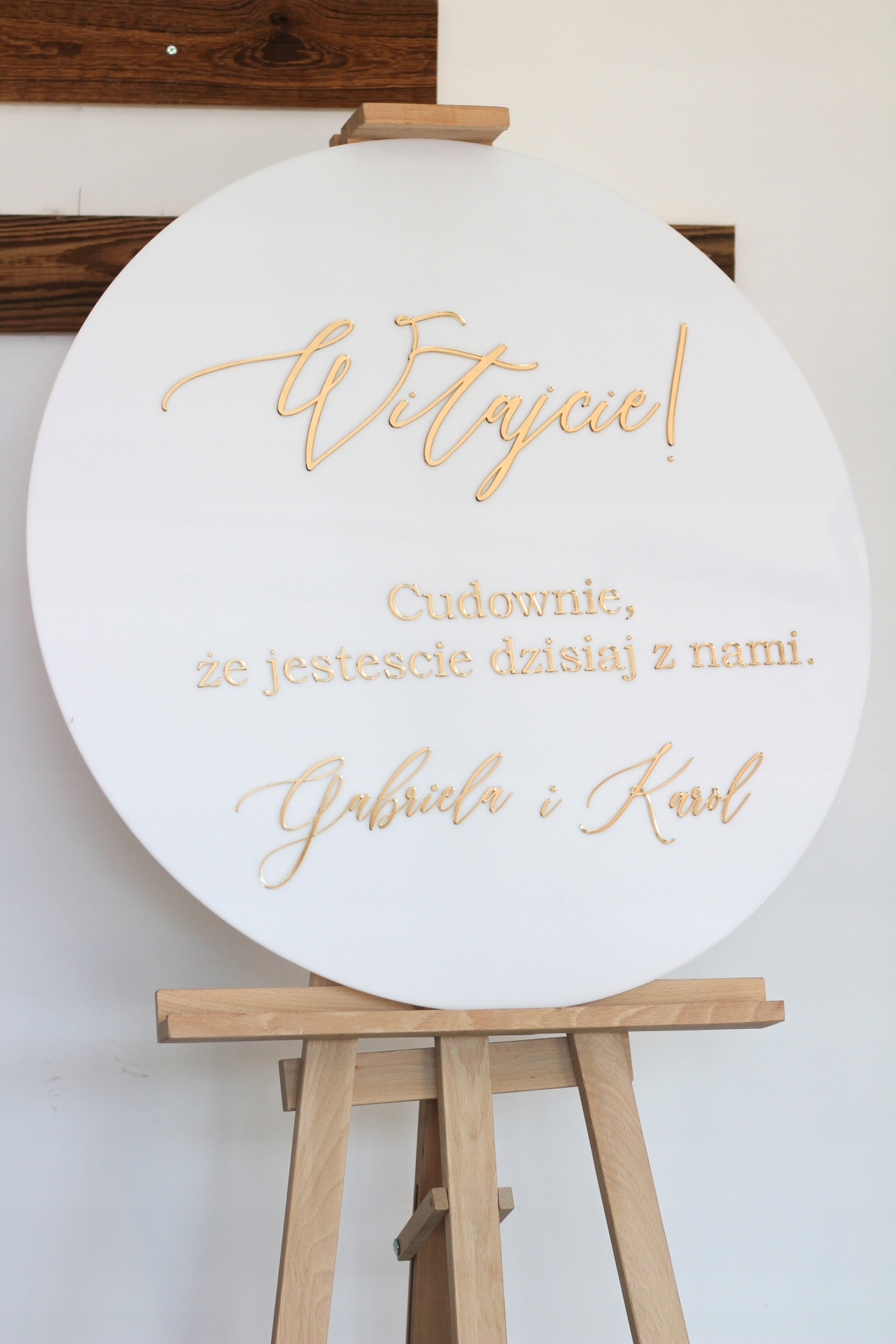 Okrągła, lustrzana tablica ślubna z imionami 60cm Marka inna