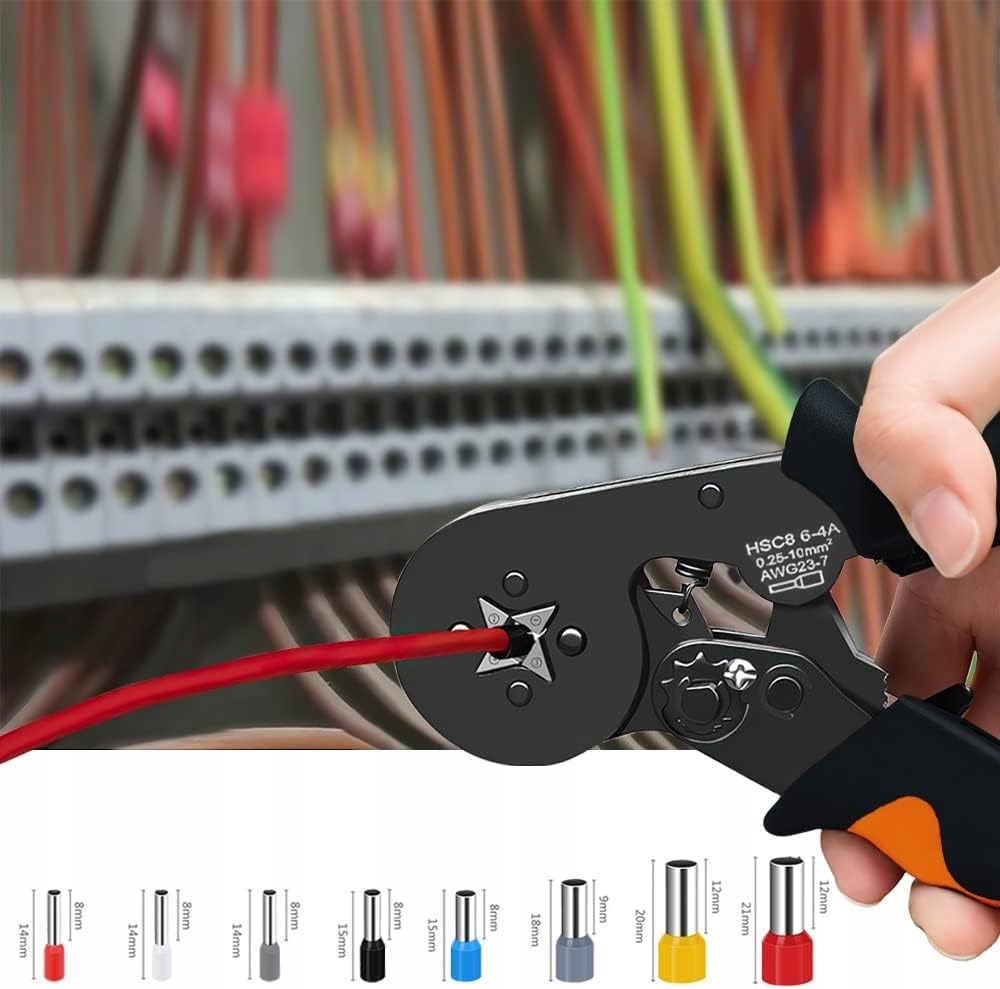 ZACISKARKA PRASKA KONEKTORÓW TULEJEK KOŃCÓWEK KABLI PRZEWODÓW ZESTAW 1200sz Kod producenta ZACISKARKA + 1200 TULEJEK