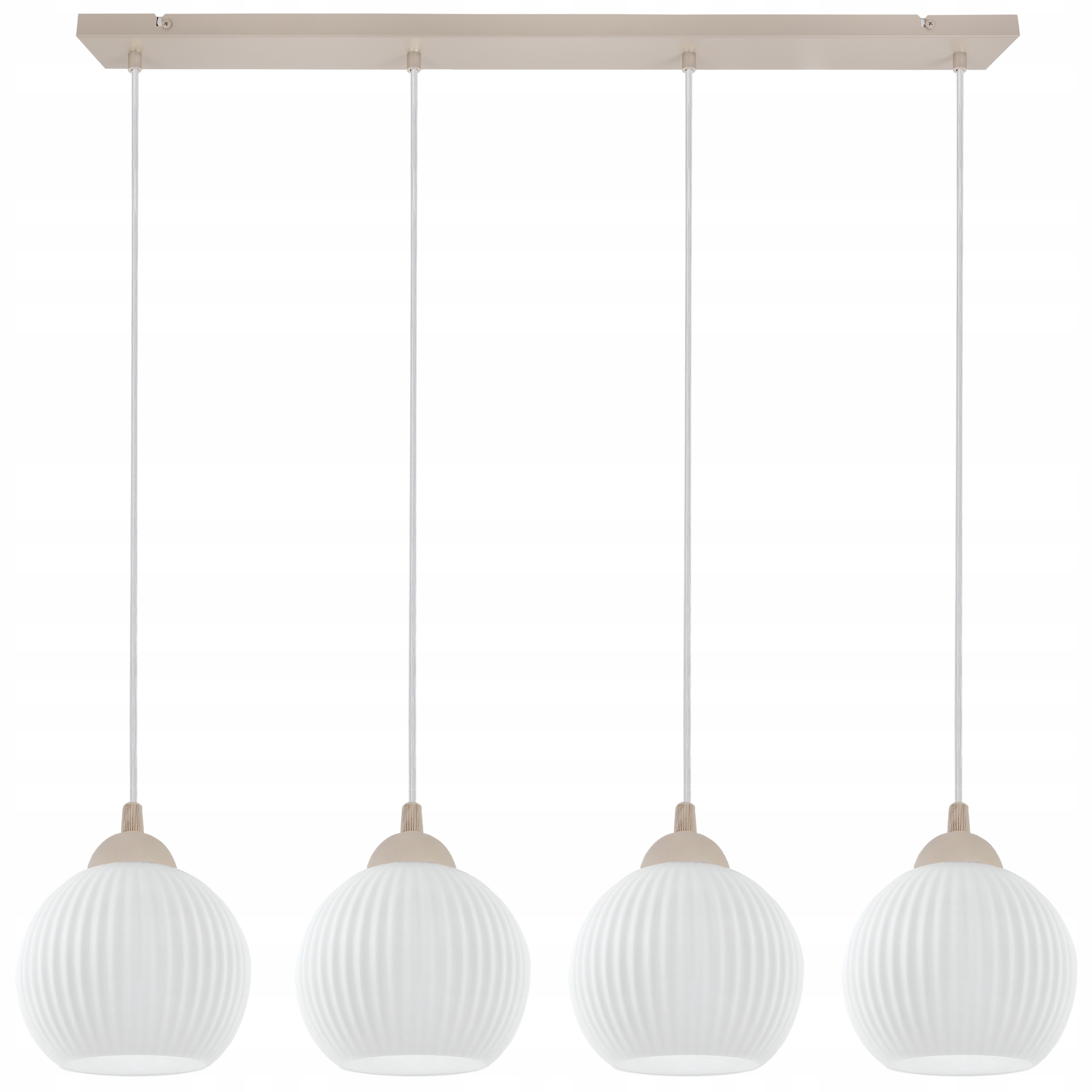 Závěsná Stropní Lampa Lustr Béžová Bílá Rýhované Koule Do Kuchyně E27