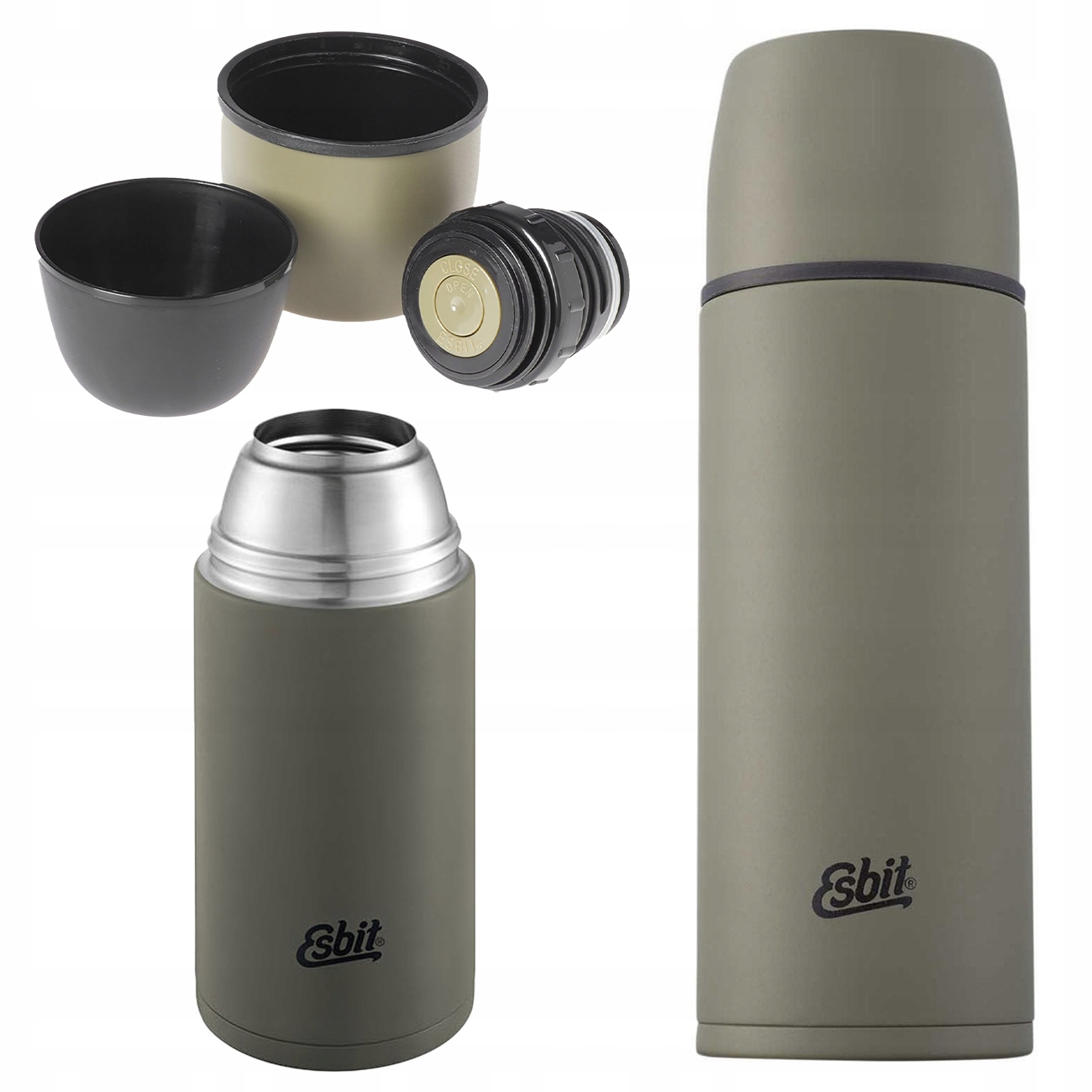 Termos Esbit Próżniowy Stalowy Na Kawę Herbatę Vacuum 1L Oliwkowy