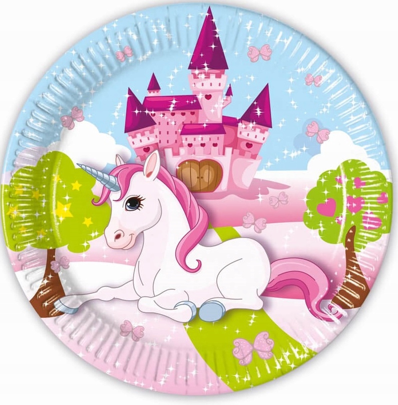 Talerzyki Jednorożec Unicorn Urodziny 20cm 8szt.