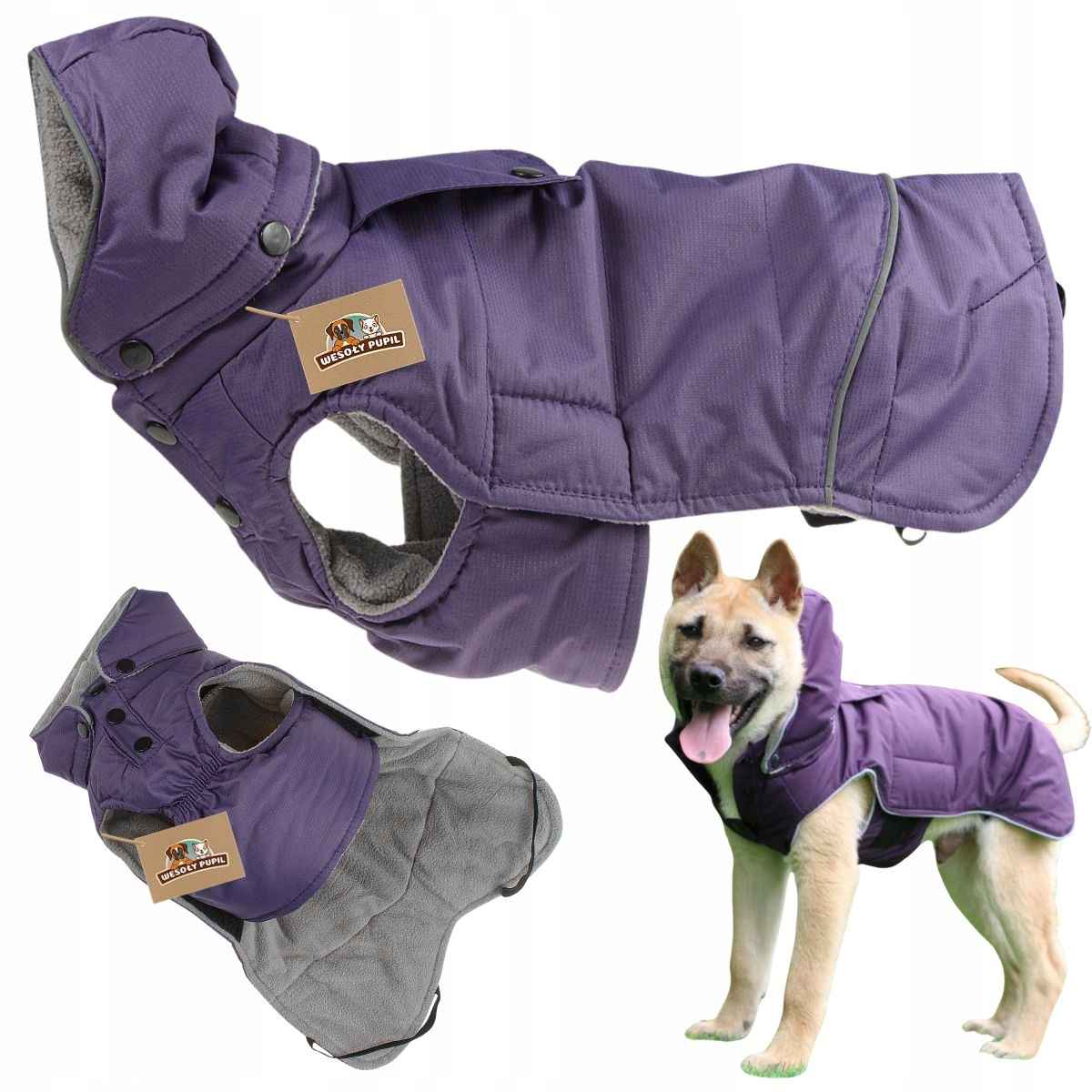 Levně Obleček pro psa na zimu, teplá nepromokavá bunda s odnímatelnou kapucí, velikost S