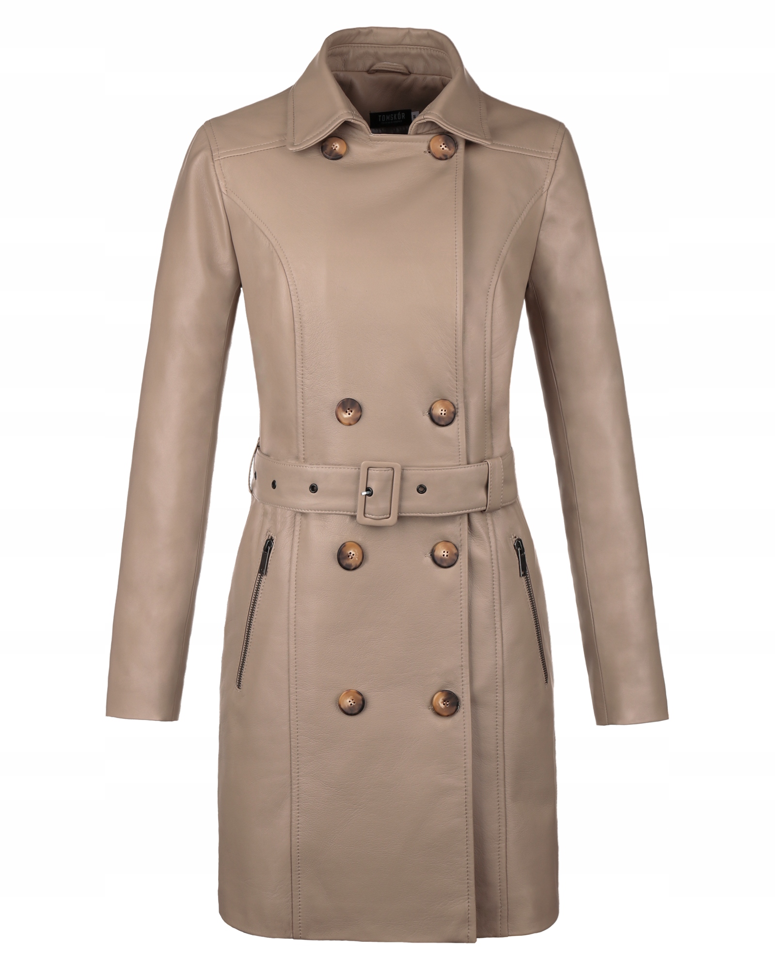 Kožený Dámský Trenčkot Jagoda Mokka L/40