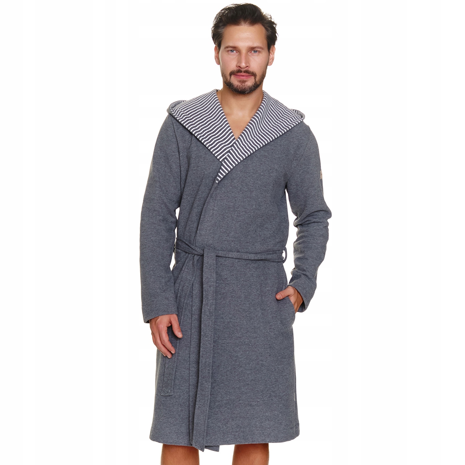 Pánský teplý bavlna župan s kapucí Doctor Nap SMW.7230 šedý, velikost M
