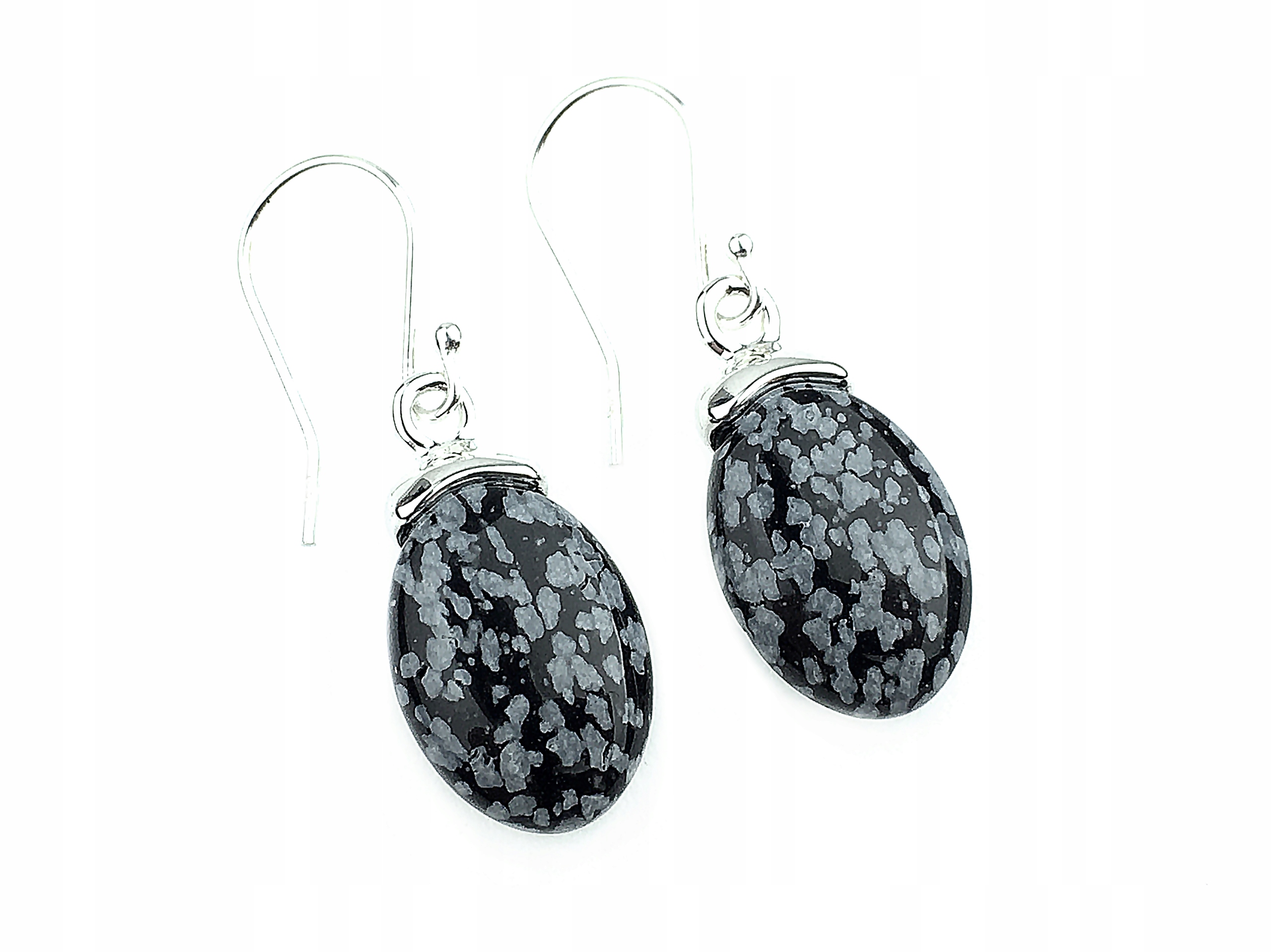 

kolczyki wiszące obsydian bigle srebrne pr.925