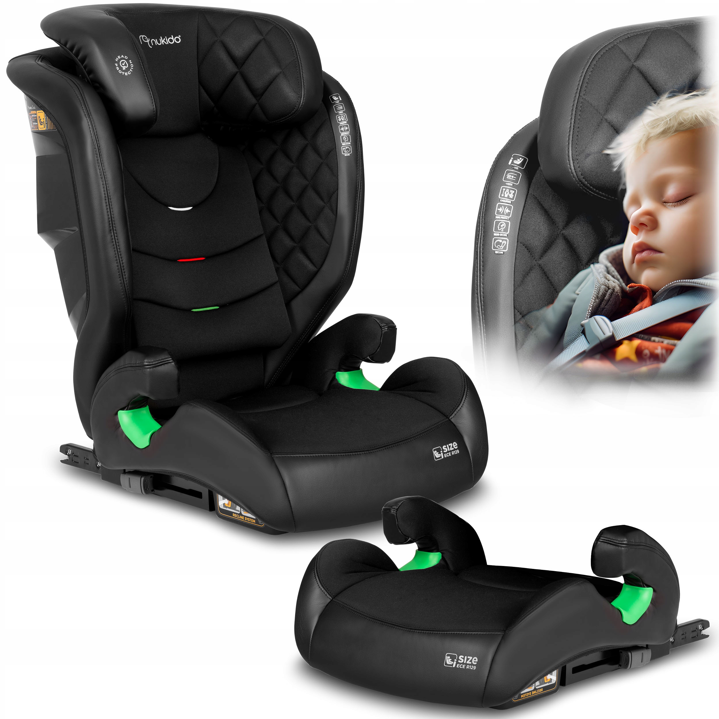 FOTELIK SAMOCHODOWY 15-36KG ISOFIX NUKIDO LOUIS I-SIZE PODSTAWKA