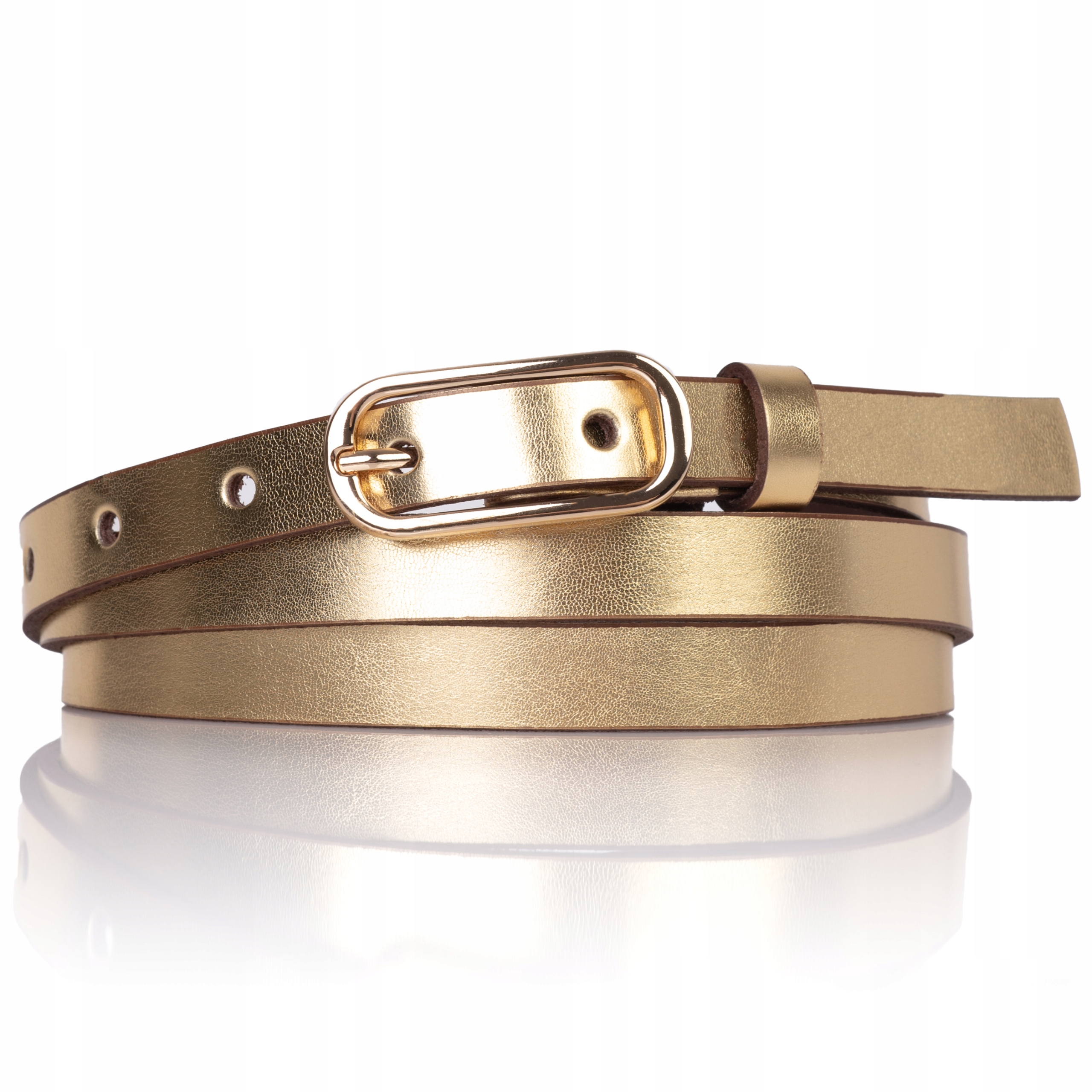 

Pasek skórzany Złoty wąski Złota Klamra sukienki