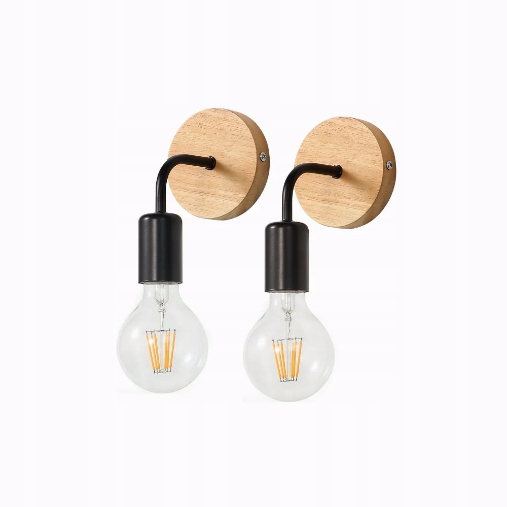 

Lampa Scienna Kinkiet Wewnetrzna Drewno E27 X2