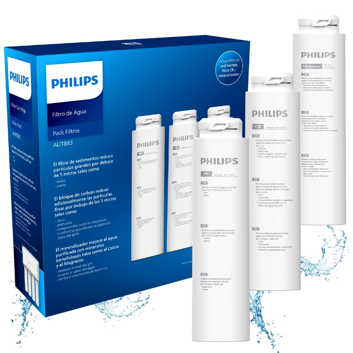 Wkłady wymienne filtrujące AUT883 wkłady do filtra wody Philips AUT3268