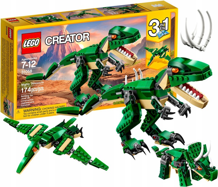 LEGO CREATOR Potężne dinozaury ZESTAW 3w1 KLOCKI 31058