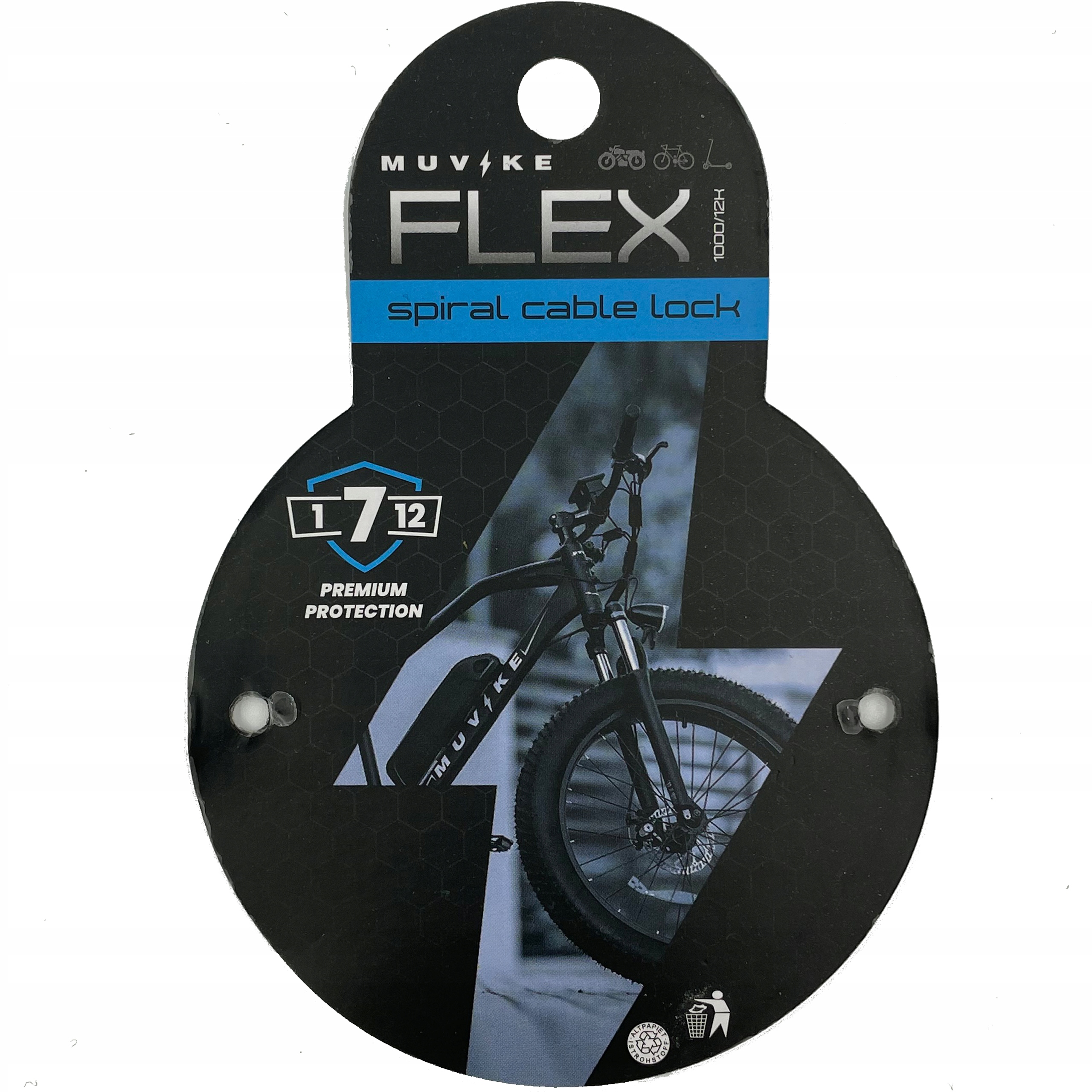 ZAPIĘCIE DO ROWERU LINKA BLOKADA DO ROWERU MUVIKE FLEX 1000/12K KLUCZ EAN (GTIN) 5904858678747