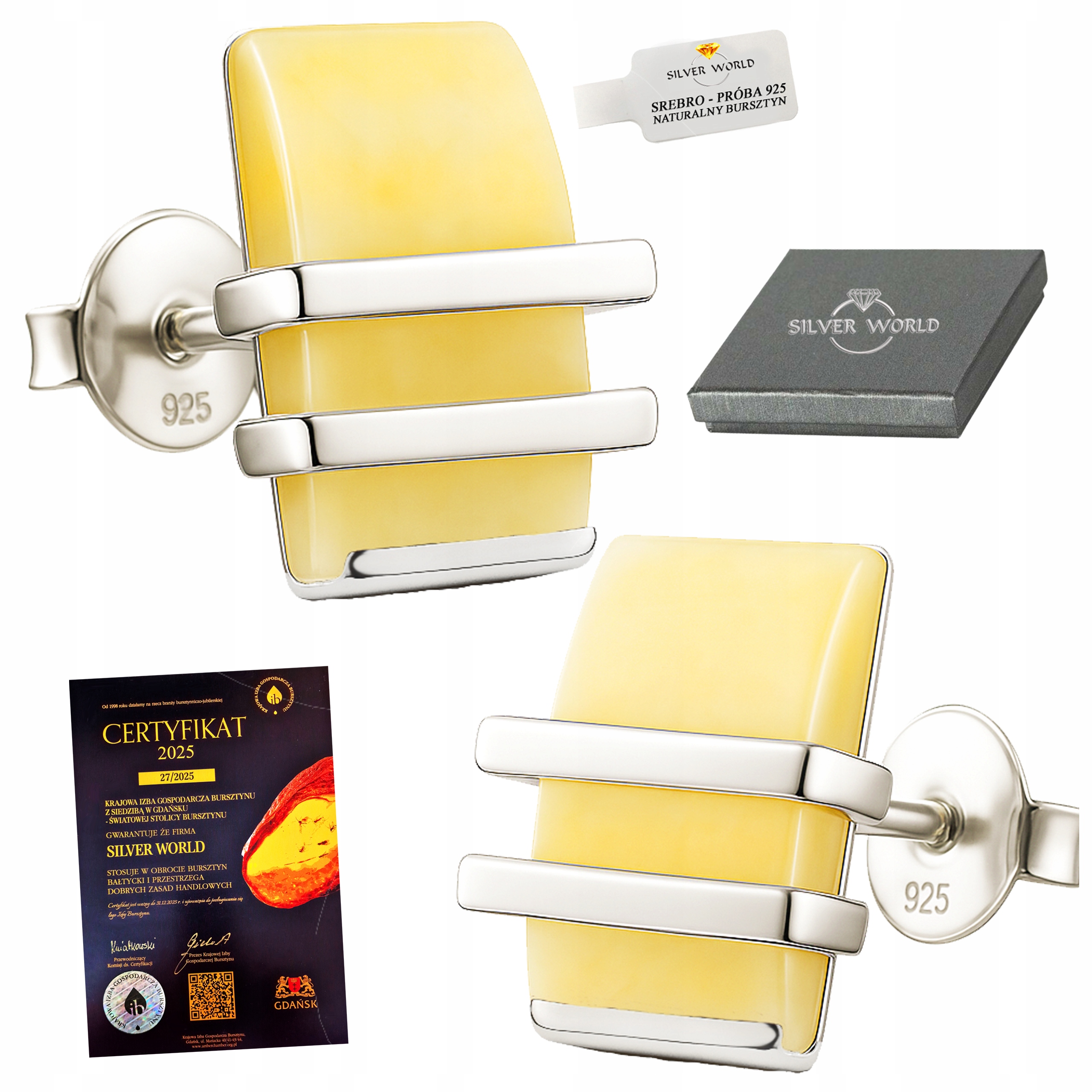 Kolczyki Srebrne 925 Z Bursztynem Bałtyckim