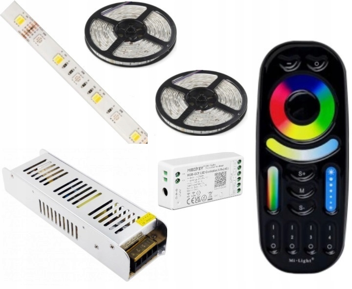 ZESTAW 10m TASMA 600 x LED 5050 RGB + CCT BIAŁY MI LIGHT STREFOWY BLACK