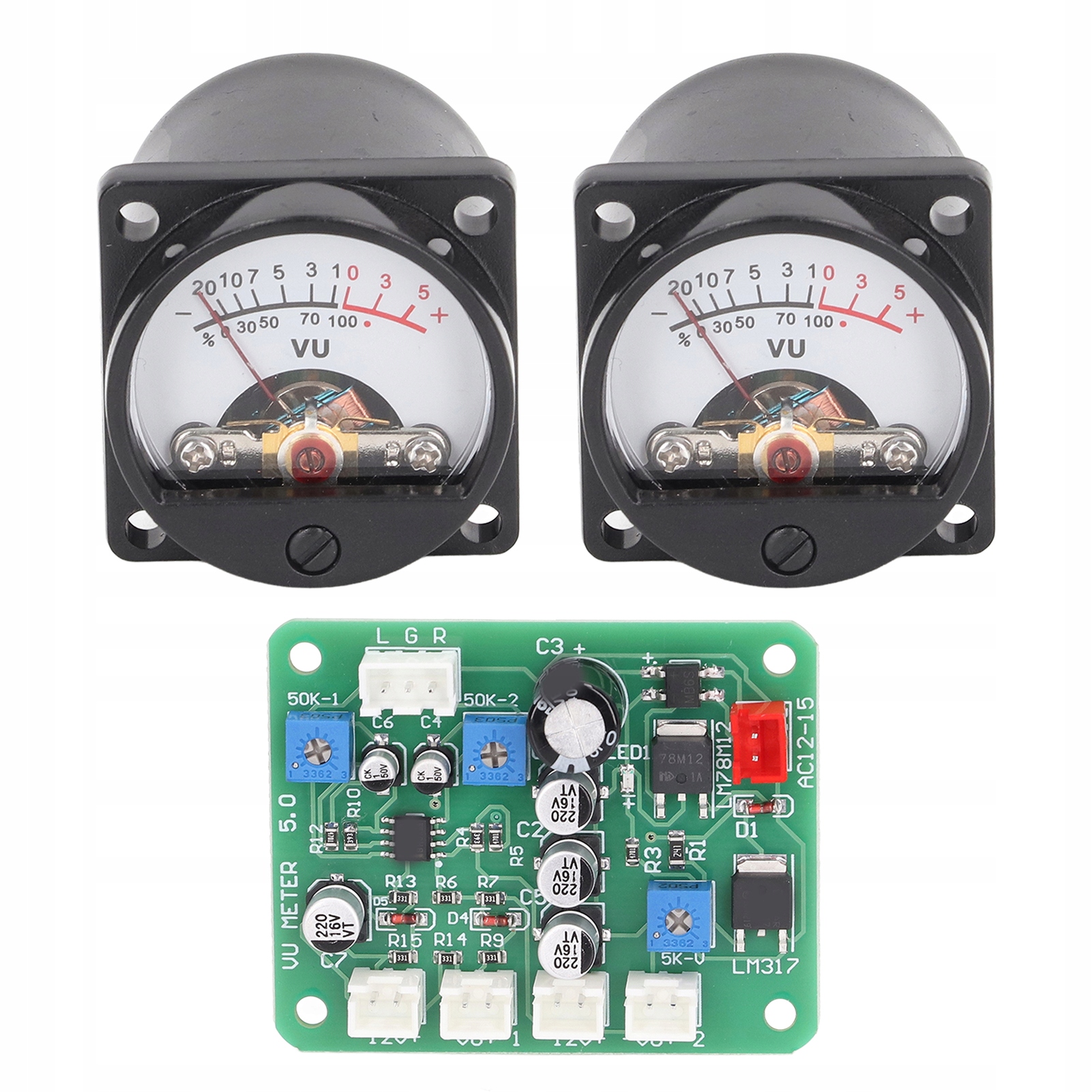 2 Ks Panel Měřiče Vu Teplého Podsvícení