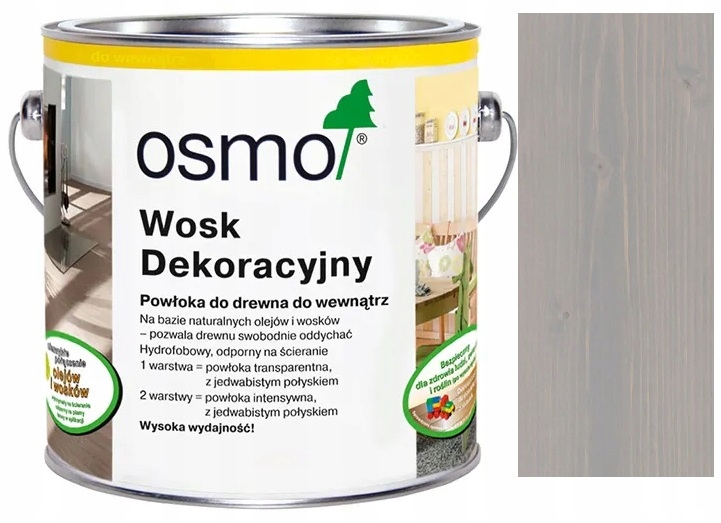 Osmo Wosk Dekoracyjny Do Drewna 3119 Jedwabisty Szary 0.75L