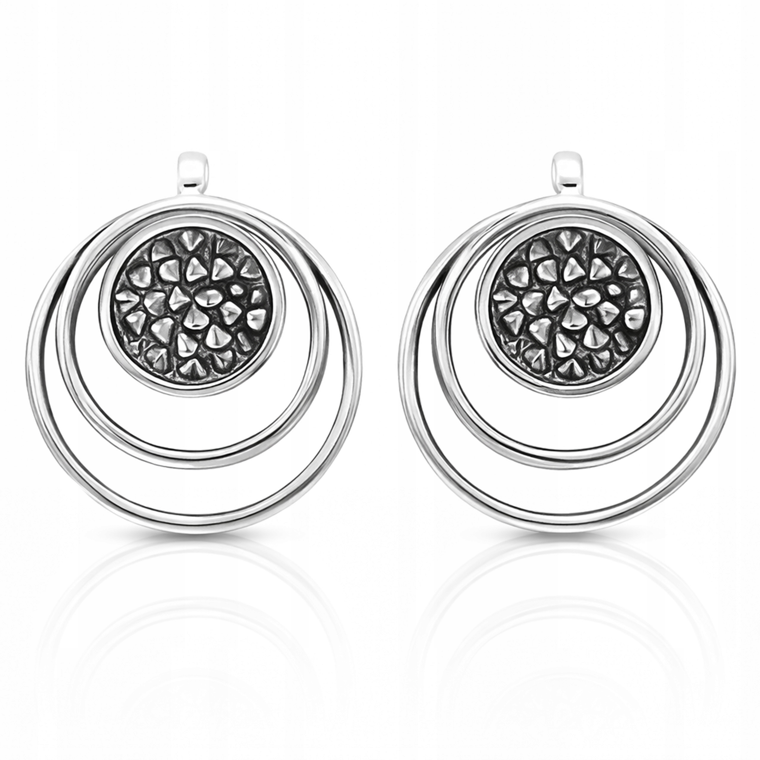 Stříbrné náušnice 925 kroužky na tyč s kroužky, šroubky, kolečka s ráfky