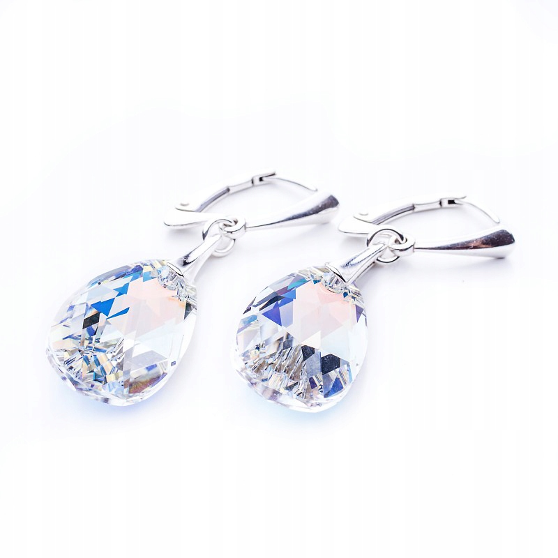 Stříbrné 925 Náušnice s krystaly Swarovski, tvar Mandle 22mm