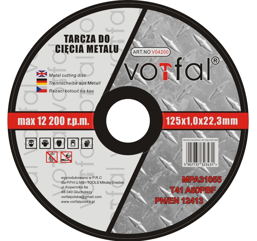 TARCZA TARCZE DO CIĘCIA METALU 125 X 1.0 STALI