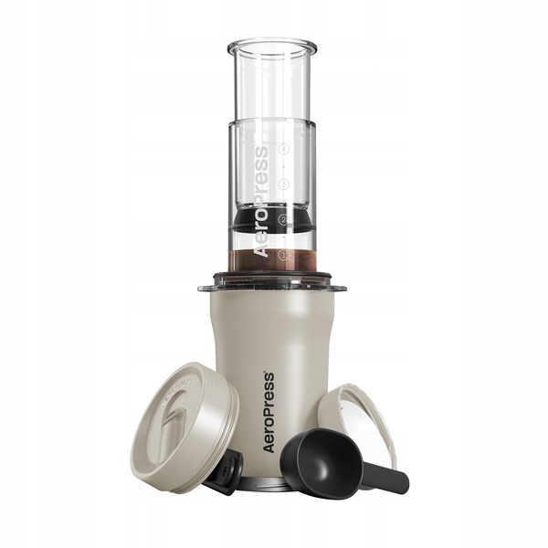 Aeropress Go Plus Kompaktowy Zaparzacz Do Kawy Z Kubkiem Termicznym Kremowy