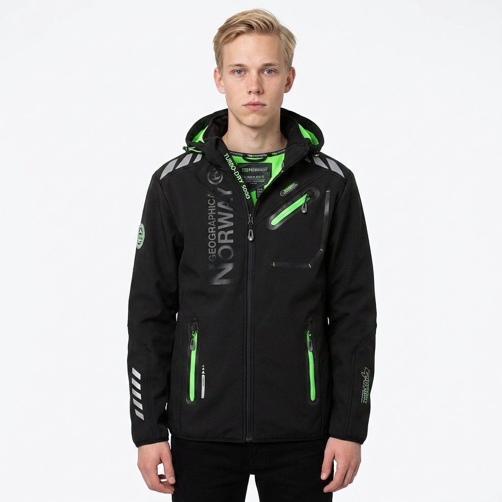 Pánská softshellová bunda Geo Norway přechodová jarní s kapucí do hor