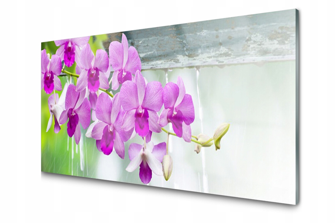 

Panel szklany Płytka Storczyki Krople 120x60