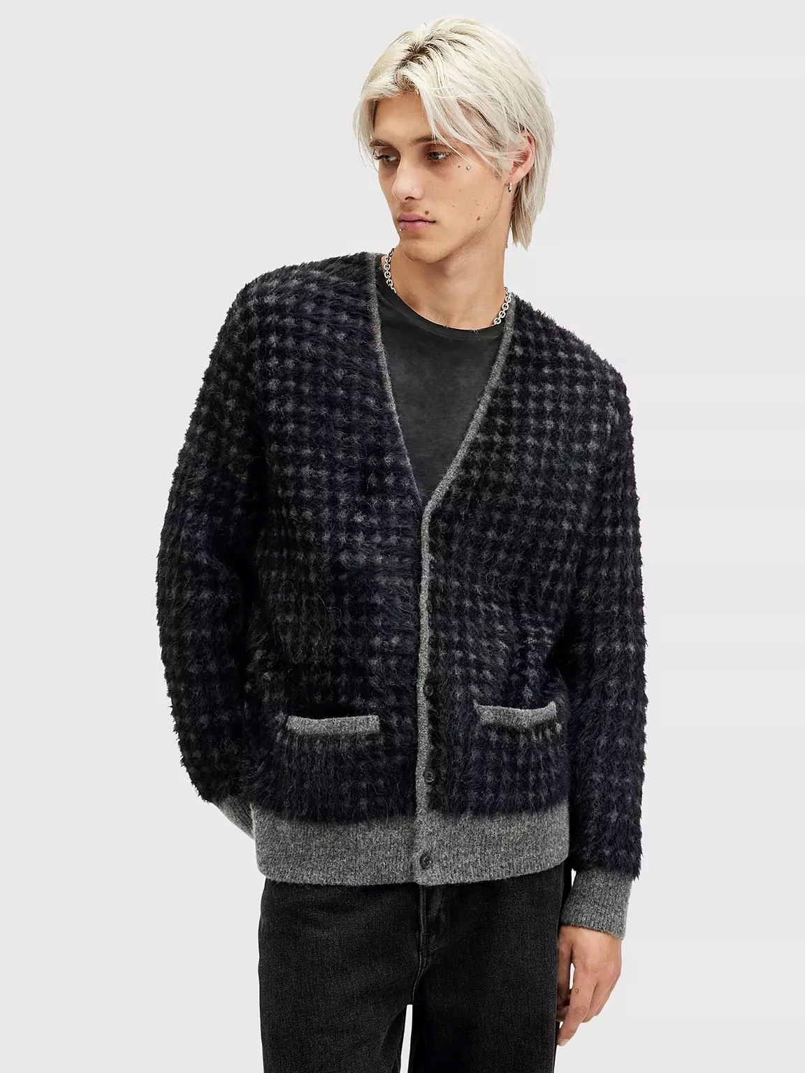 Allsaints Černý Svetr Se Vzorem (XL)