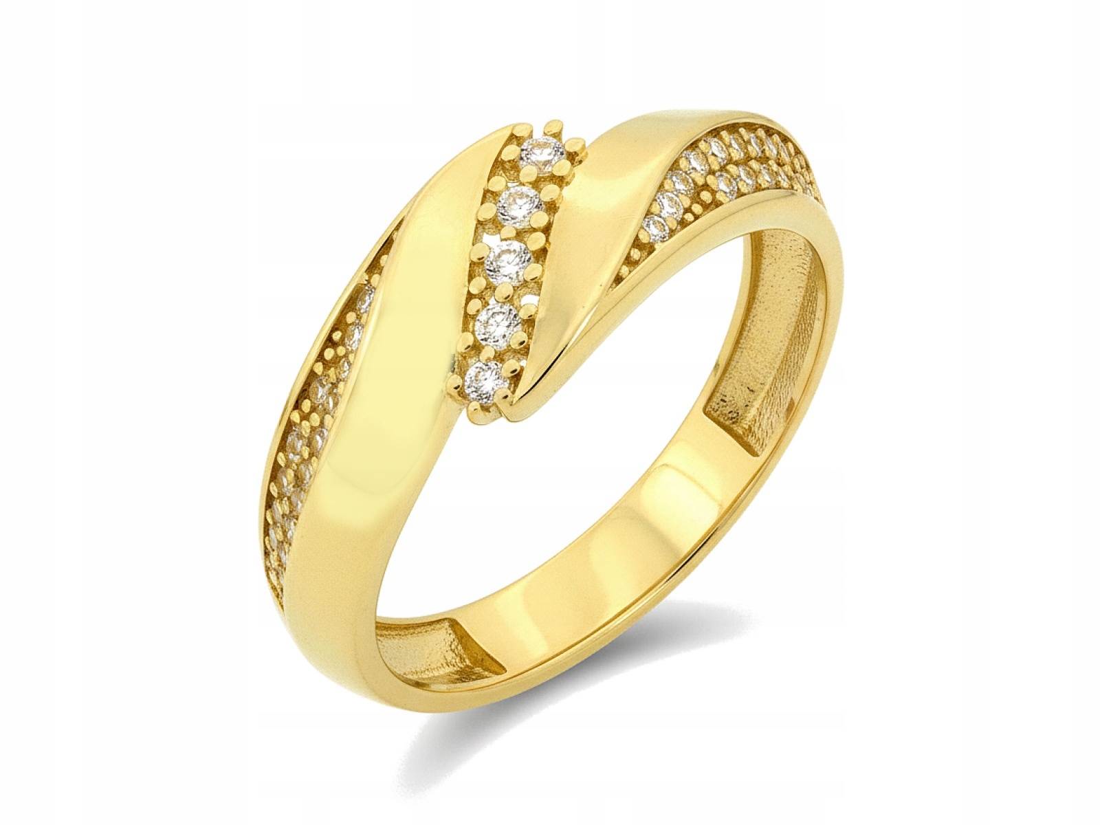 Zlatý prstýnek 585 s bílými Zirkony 18r Elegantní vzor 2.72 g