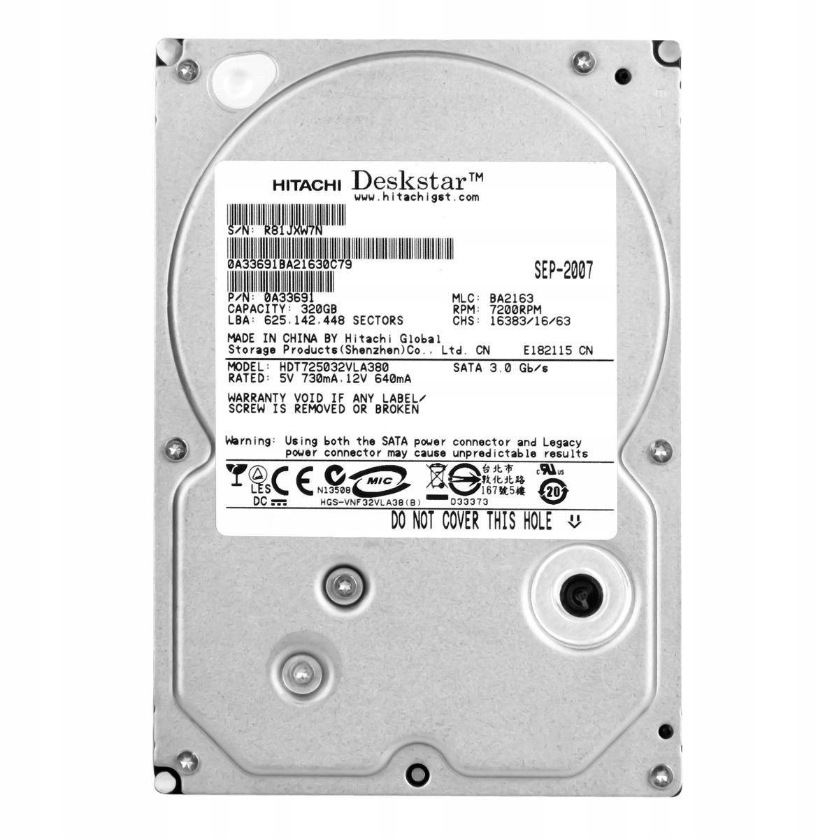320GB 7.2K Sata II 3.5" Hdd HDT725032VLA380