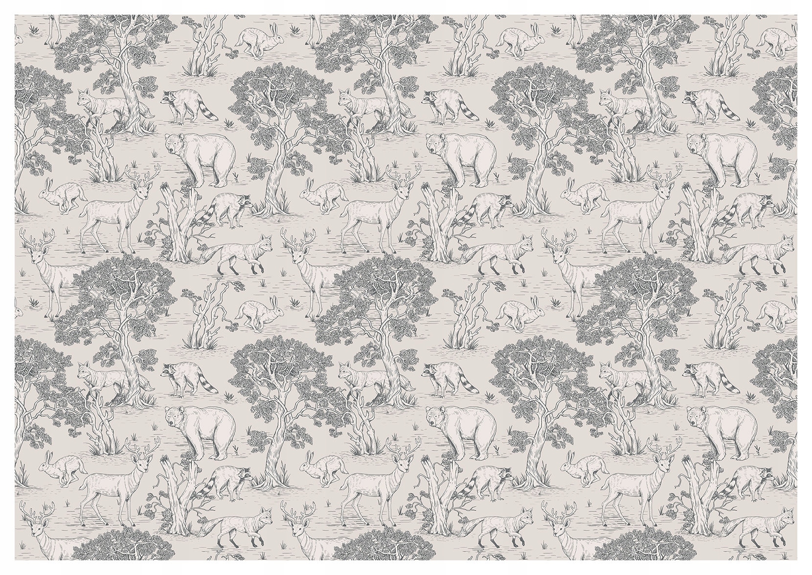 Vliesová fototapeta Zvieratá v lese Čiernobiela Grafika 416x254 lepidlo