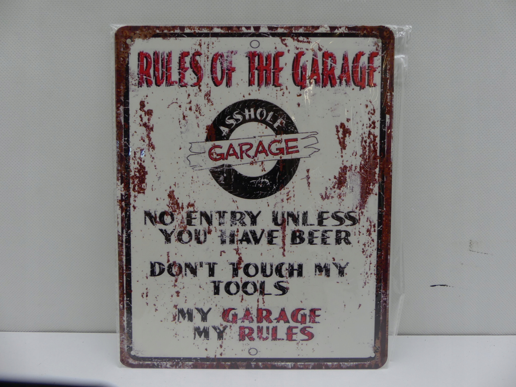 Blaszany Szyld RULES OF THE GARAGE 26x20 cm