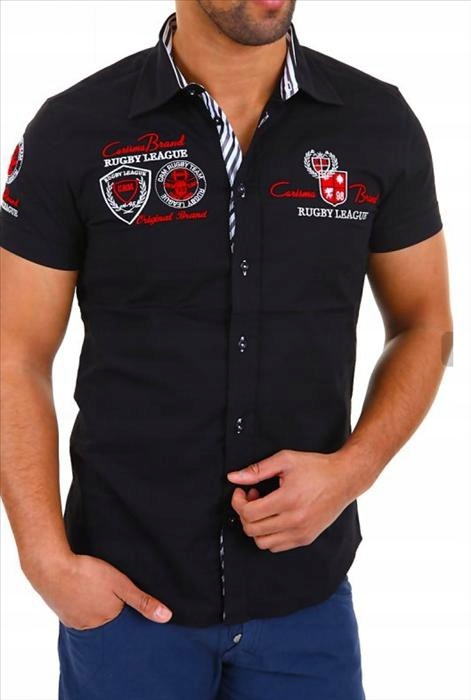 Carisma košile pánská 9002 krátký rukáv slim fit M černá