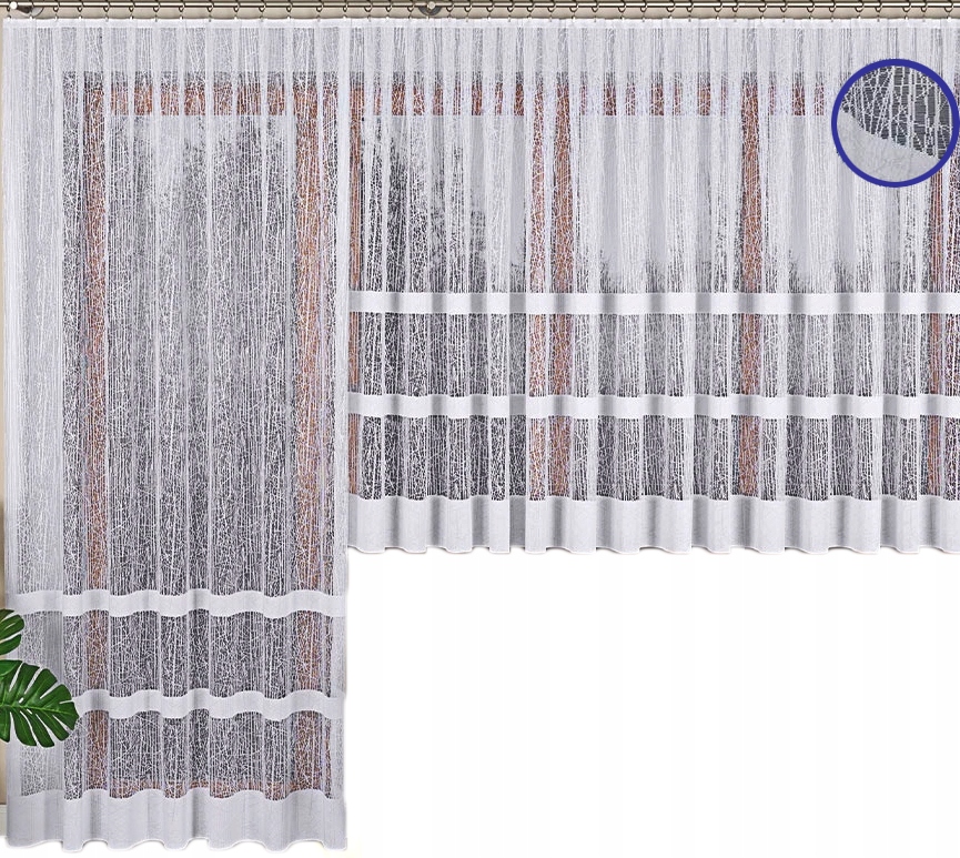 Balkonový Komplet Záclona 300x160 200x250 Elegantní Klasické Pásy Obývací Pokoj