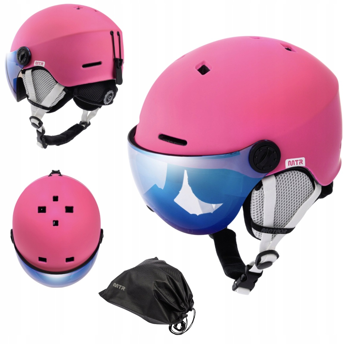 Kask Narciarski z Szybą Meteor Falven Różowy S 53-55 cm Wizjer S2