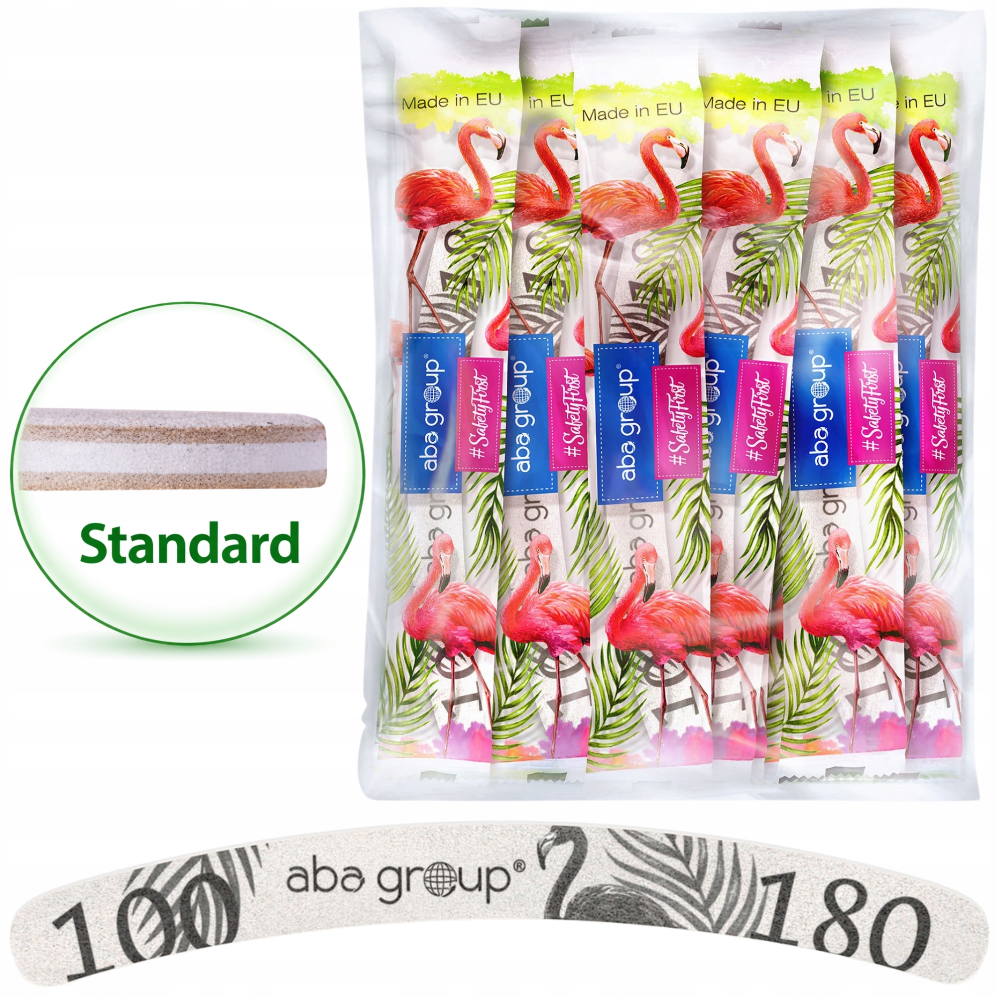 100 x Bezpečný balíček pilník na nehty 100/180 Standard Banán Aba Group