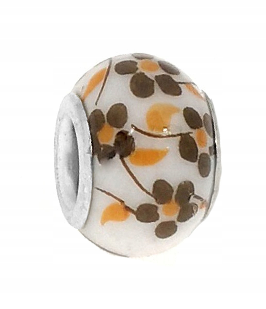 

Zawieszka beads ceramiczny drobne brązowe kwiaty