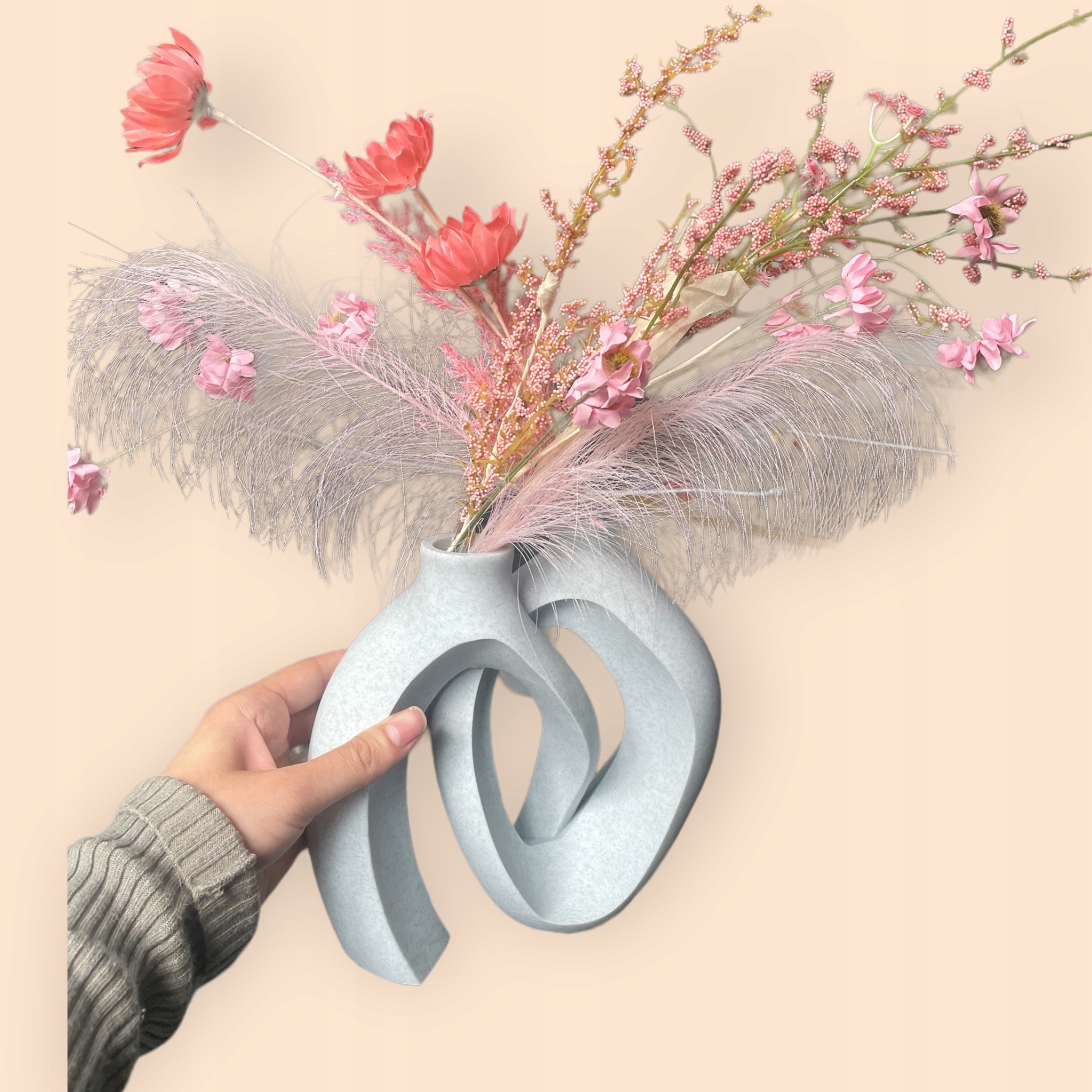 Wazon marmurkowy elegancki do sztucznych kwiatów asymetryczny Kod producenta Wazmar1