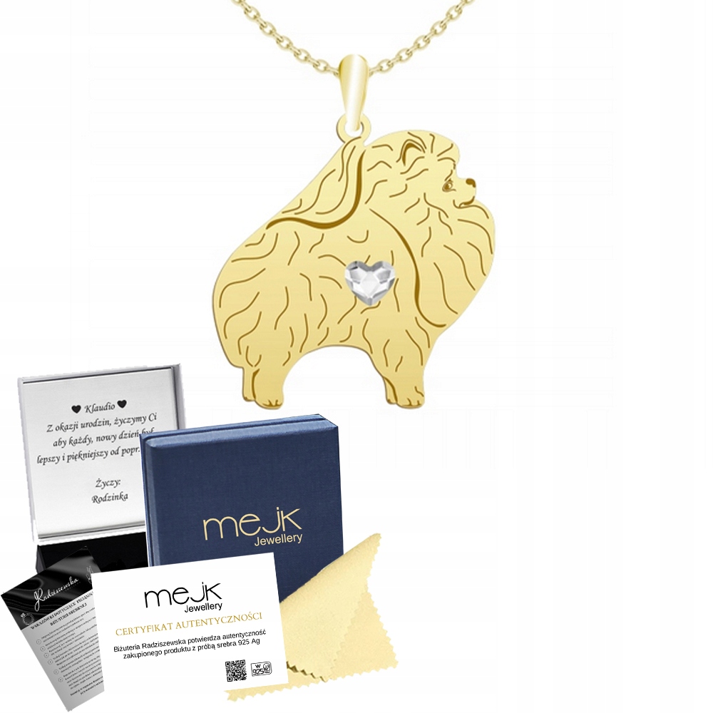 Náhrdelník Zlatý miniaturní špic 925 Dárek Řetízek Gravírování Bonus